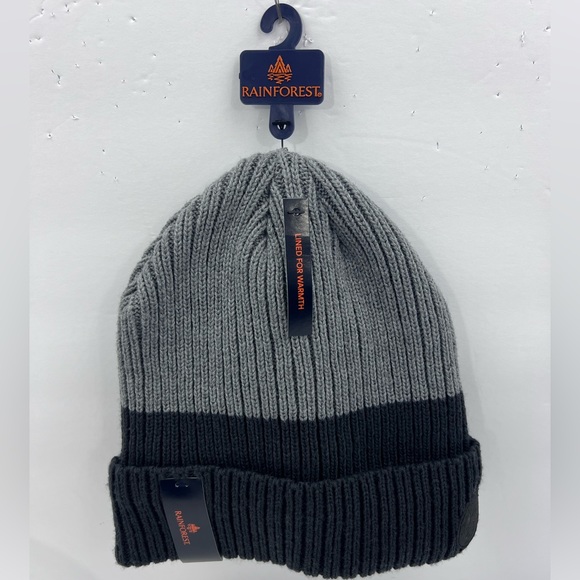 RAINFOREST BEANIE HAT, GREY & CHARCOAL, LINED WITH FLEECE FOR WARMTH, UNISEX - Picture 5 of 16